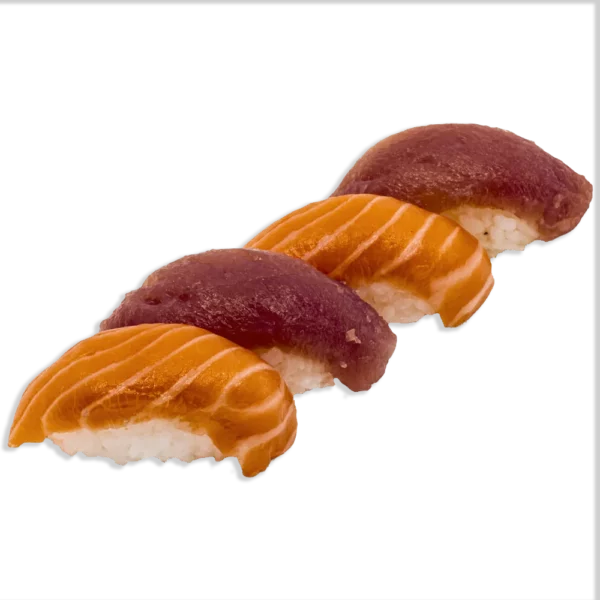 nigiri de salmón y atún